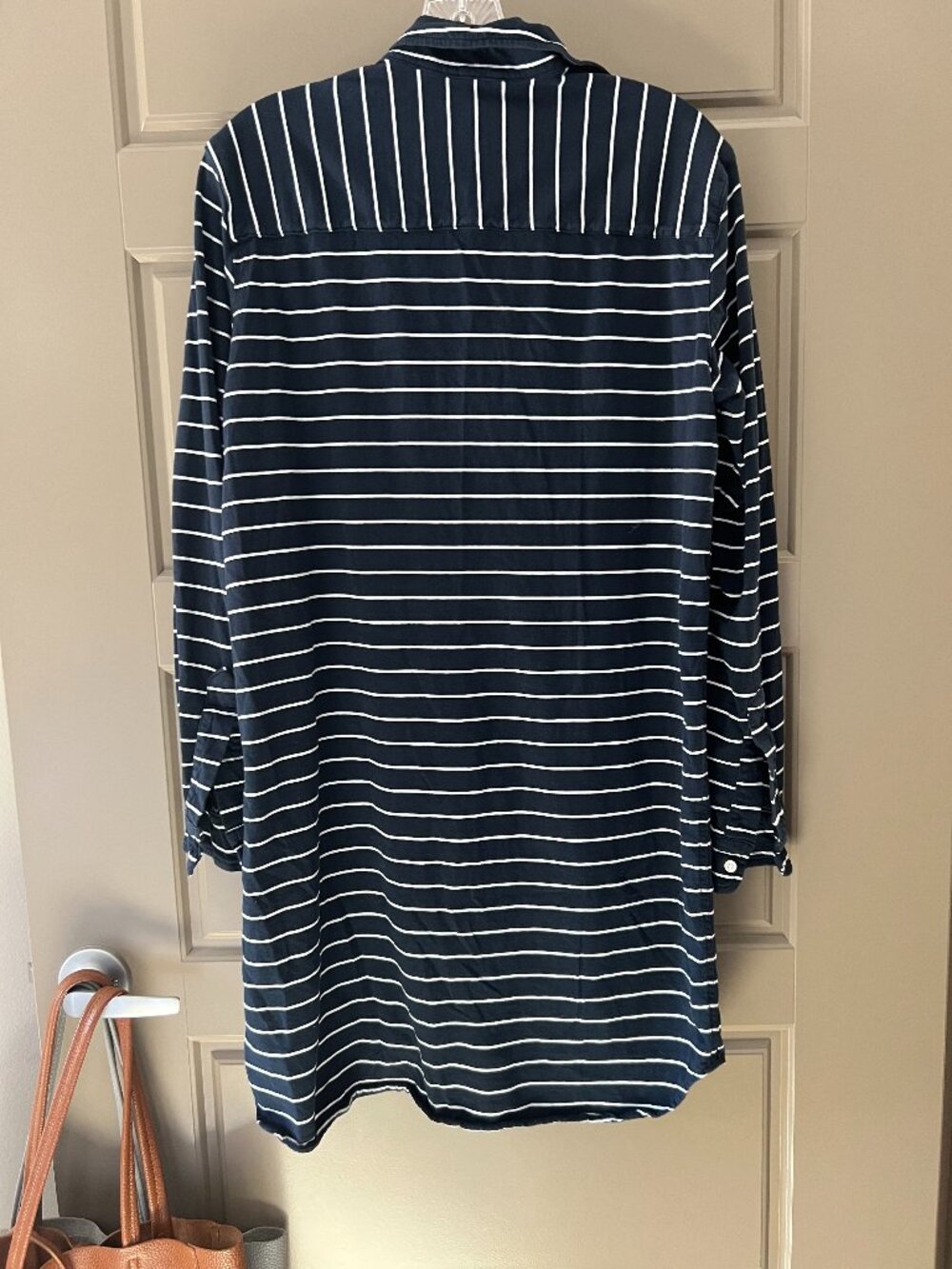 Frank & Eileen Tee Lab Mary Heritage Jersey Shirt Dress – XS – Navy/White Stripe